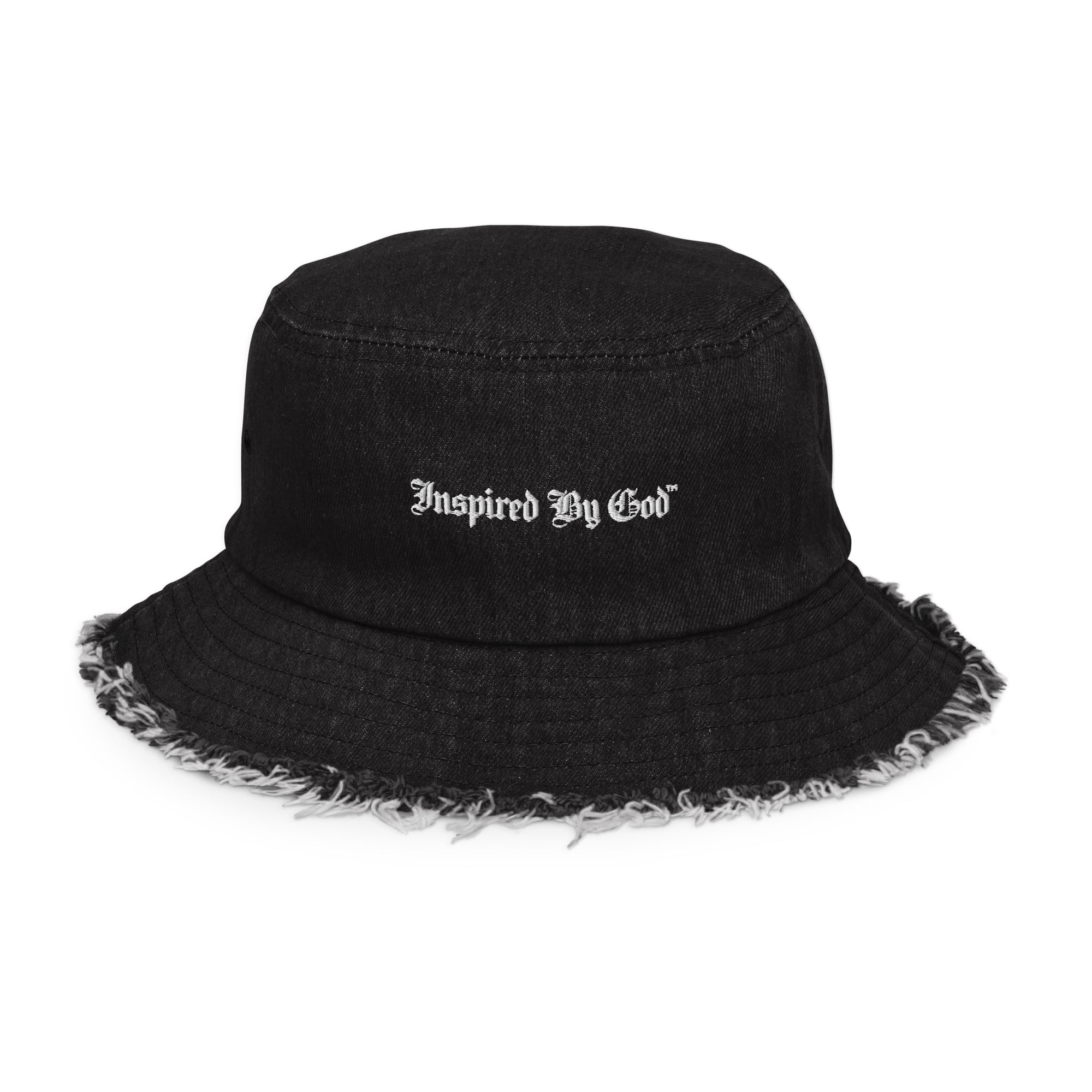 Inspired by God™ - Distressed denim bucket hat