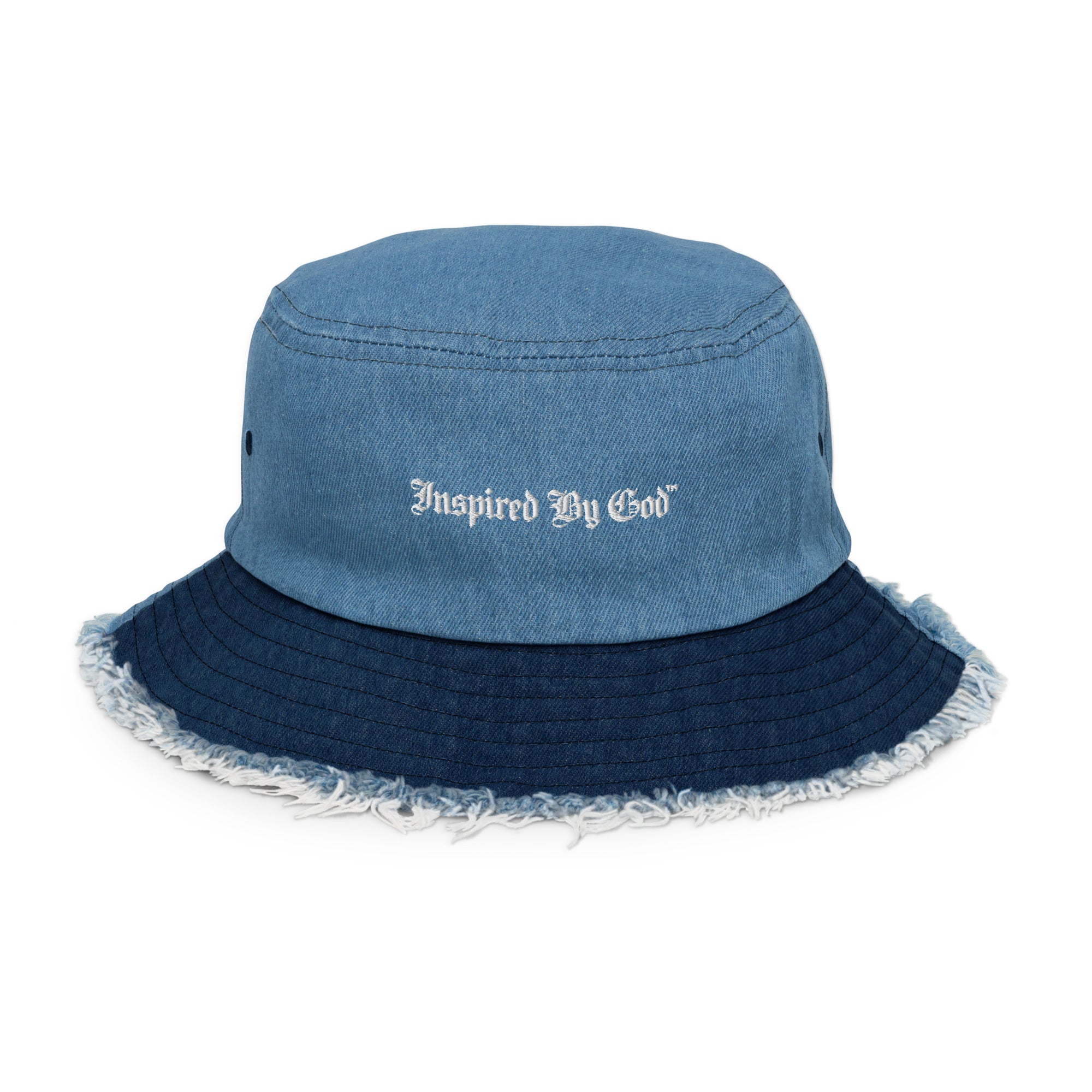Inspired by God™ - Distressed denim bucket hat