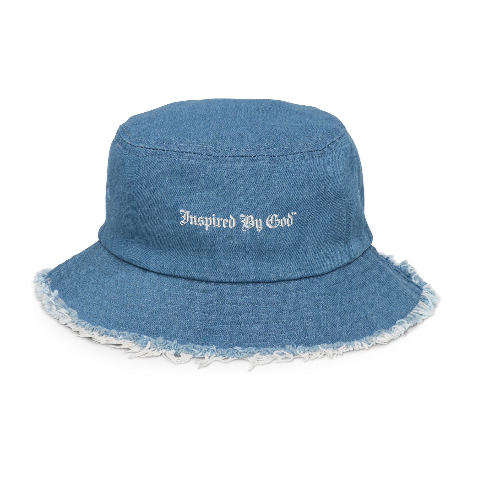 Inspired by God™ - Distressed denim bucket hat